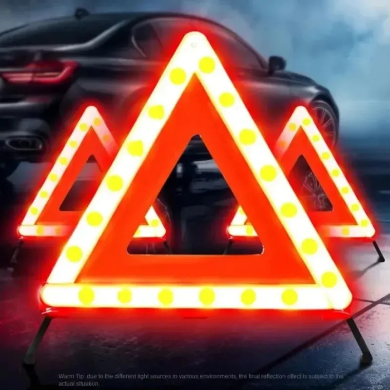 Emergency Exit Sign - Trípode reflectante rojo triangular para coche,